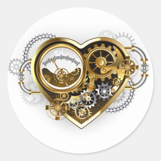 Steampunk Heart met een manometer Ronde Sticker (Voorkant)