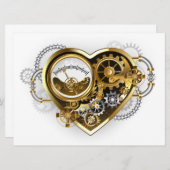 Steampunk Heart met een manometer Save The Date (Voorkant / Achterkant)