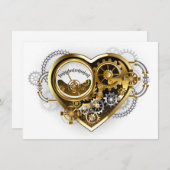 Steampunk Heart met een manometer Save The Date (Voorkant / Achterkant)