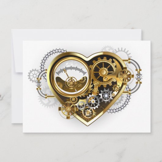 Steampunk Heart met een manometer Save The Date (Voorkant)