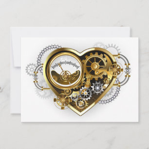 Steampunk Heart met een manometer Save The Date