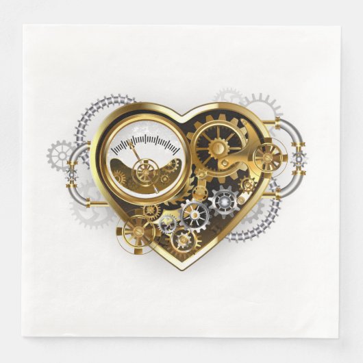 Steampunk Heart met een manometer Servet (Voorkant)