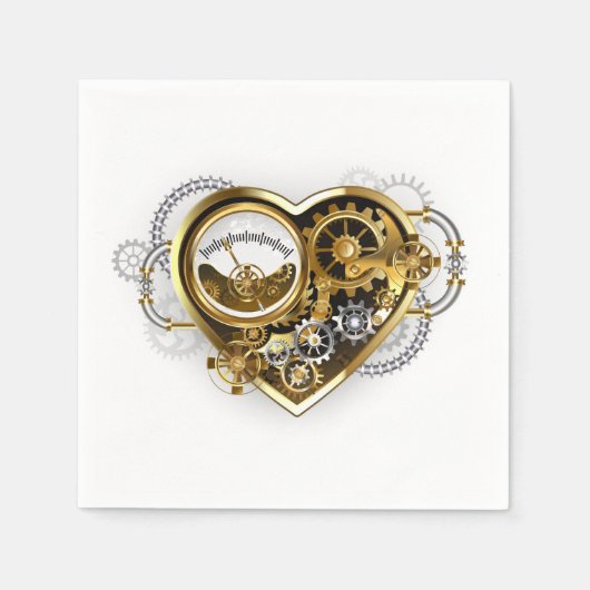Steampunk Heart met een manometer Servet (Voorkant)