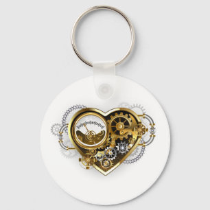 Steampunk Heart met een manometer Sleutelhanger