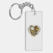 Steampunk Heart met een manometer Sleutelhanger (Voorkant Links)