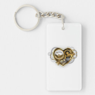 Steampunk Heart met een manometer Sleutelhanger