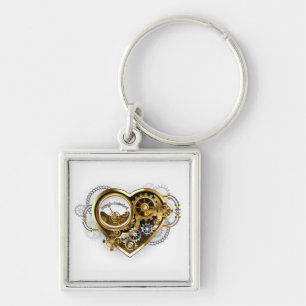 Steampunk Heart met een manometer Sleutelhanger