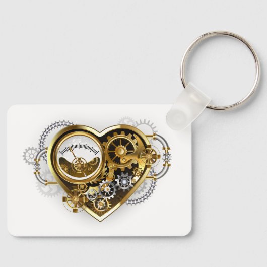 Steampunk Heart met een manometer Sleutelhanger (Voorkant)