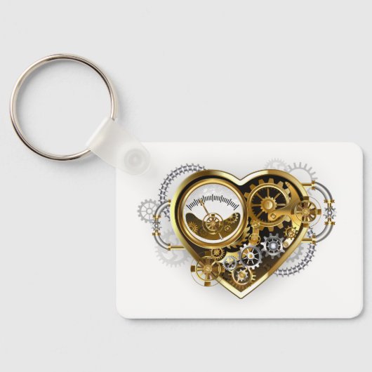 Steampunk Heart met een manometer Sleutelhanger (Achterkant)