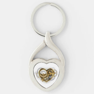 Steampunk Heart met een manometer Sleutelhanger