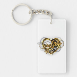 Steampunk Heart met een manometer Sleutelhanger