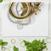 Steampunk Heart met een manometer Theedoek (Gevouwen)