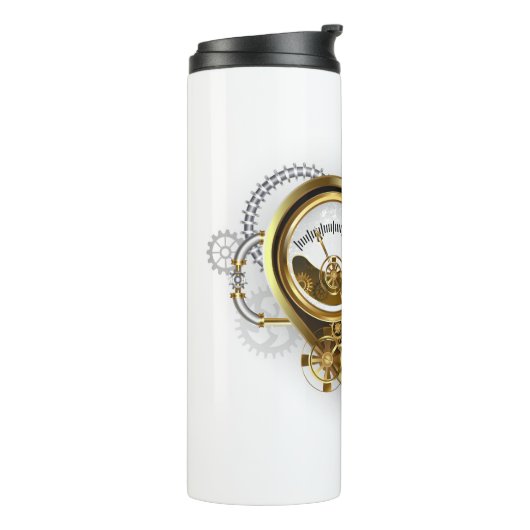 Steampunk Heart met een manometer Thermosbeker (Gedraaid links)