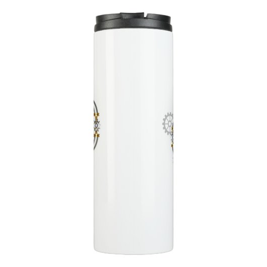 Steampunk Heart met een manometer Thermosbeker (Achterkant)