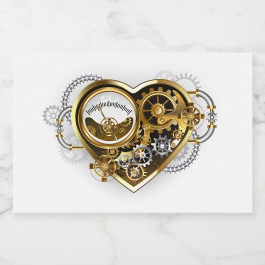 Steampunk Heart met een manometer Voedselcontainer Etiket (Enkel label)