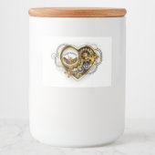 Steampunk Heart met een manometer Voedselcontainer Etiket (Voorkant)