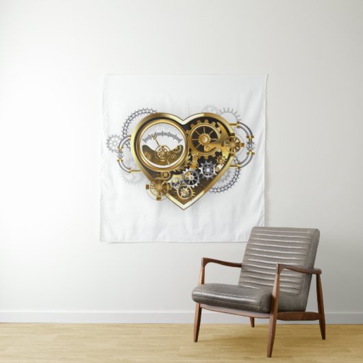 Steampunk Heart met een manometer Wandkleed (In situ)