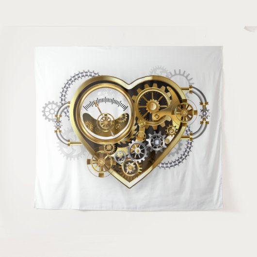 Steampunk Heart met een manometer Wandkleed (Voorkant (horizontaal))