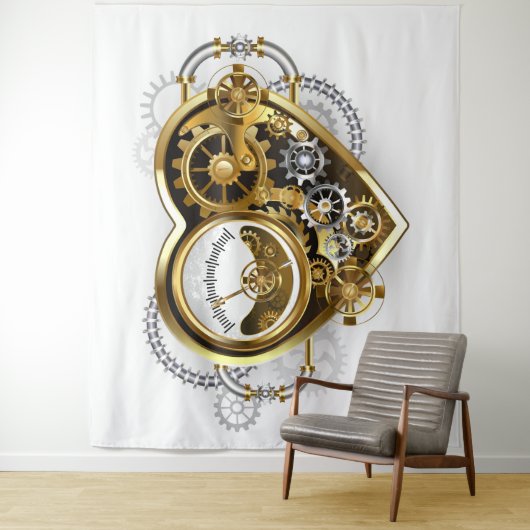 Steampunk Heart met een manometer Wandkleed (In situ)