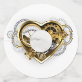 Steampunk Heart met een manometer Wijnglaslabel (Achterkant)