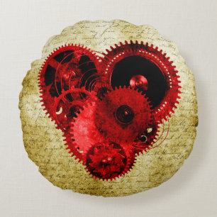 Steampunk Heart Rond Kussen