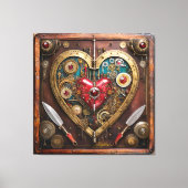 Steampunk Heart Rubies And Daggers For Warriors  Canvas Afdruk (Voorkant)