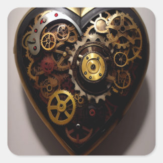 Steampunk Heart Vierkante Sticker