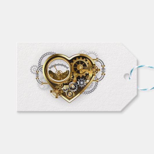 Steampunk Heart with a Manometer Cadeaulabel (Voorkant (Horizontaal))