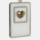 Steampunk Heart with a Manometer Verzilverd Kader Ornament (Rechts)
