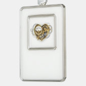 Steampunk Heart with a Manometer Verzilverd Kader Ornament (Links)