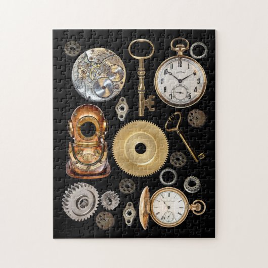 Steampunk heeft objecten Gears Pocket watch Skelet Legpuzzel (Verticaal)