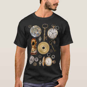 Steampunk heeft objecten Gears Pocket watch Skelet T-shirt