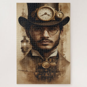 Steampunk heer in sepia legpuzzel
