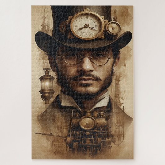 Steampunk heer in sepia legpuzzel (Verticaal)