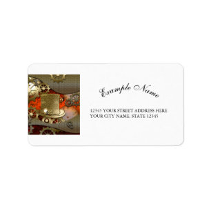 Steampunk heks petten klokken en tandwielen etiket