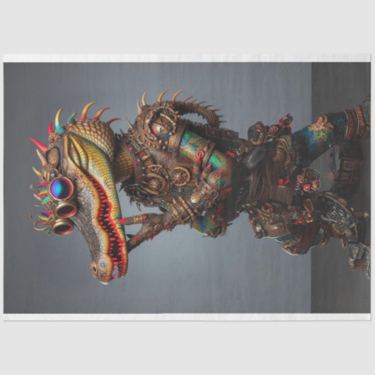 Steampunk Helder Gekleurde Alligator Decoupage Tissuepapier (Voorkant)