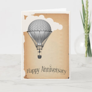Steampunk het-luchtballon-huwelijksjubileum kaart