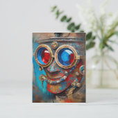 Steampunk Het Tin Man Portret Briefkaart (Staand voorkant)
