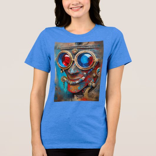Steampunk Het Tin Man Portret Tri-Blend Shirt (Voorkant)