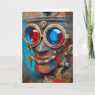 Steampunk Het tinnen Man Portret met Quote Kaart