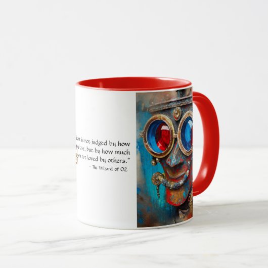 Steampunk Het tinnen Man Portret met Quote Mok (Voorkant rechts)