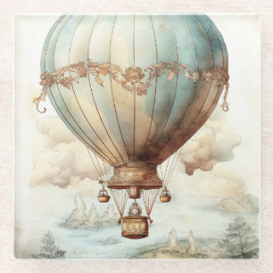  Steampunk Hete Luchtballon (2) Glazen Onderzetter