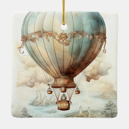  Steampunk Hete Luchtballon (2) Keramisch Ornament (Achterkant)
