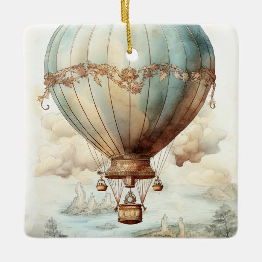  Steampunk Hete Luchtballon (2) Keramisch Ornament (Voorkant)