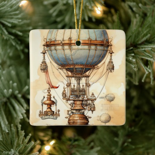 Steampunk Hete Luchtballon (3) Keramisch Ornament (Boom)