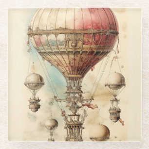 Steampunk Hete Luchtballon (4) Glazen Onderzetter
