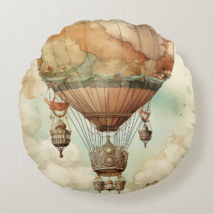  Steampunk Hete Luchtballon (5) Rond Kussen