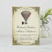 Steampunk Hete Luchtballon Bruiloft Uitnodiging (Staand voorkant)