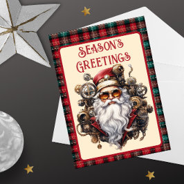 Steampunk Hipster Santa Feestdagenkaart