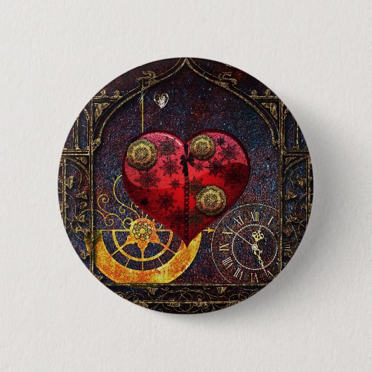 Steampunk Hoorstrelpapier Ronde Button 5,7 Cm (Voorkant)